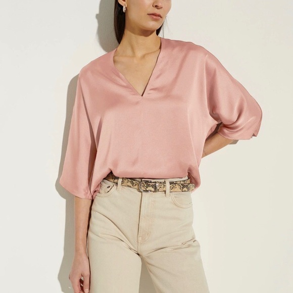 The Reset Tops - R label by The Reset Japanese satin V neck top